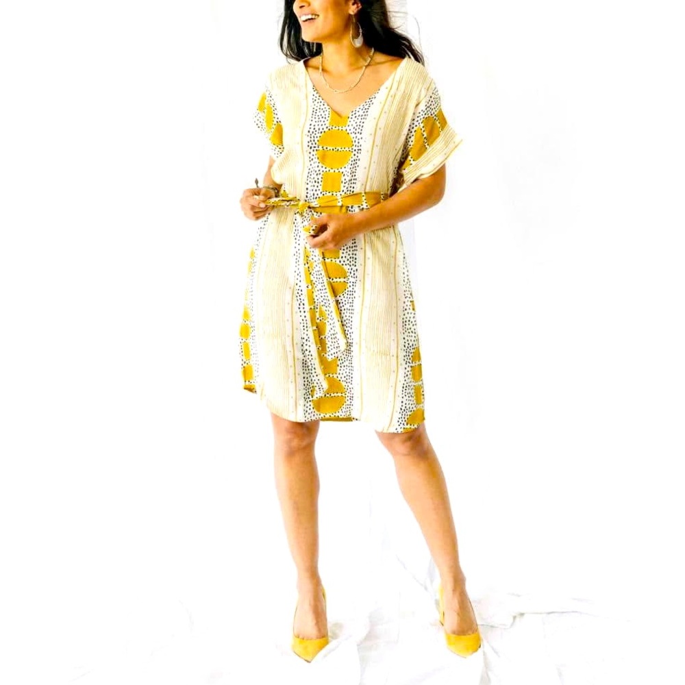 Sseko Designs Solstice Block Print Dress | Size S/M | Handcrafted in India